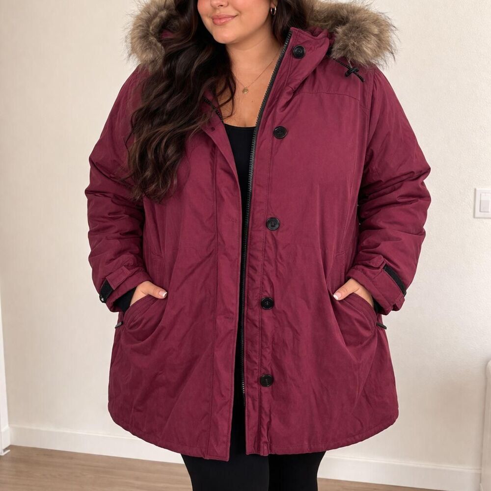 Ellos Women's Burgundy and Red Coat 4XL